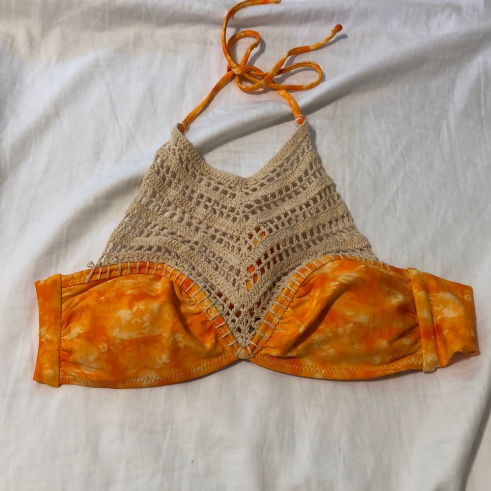 Altar’d State crochet tie dye halter swim top size small